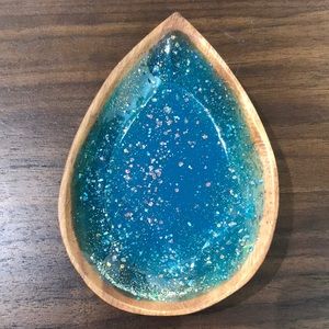 Wooden Turquaze tricky tray tear drop